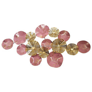 Nouvelle dernière conception ronde sculptée rose et or plaque décorative en métal Art mural pour salon - Product Image 1
