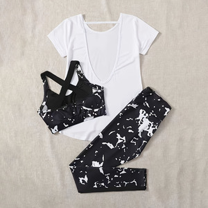 Wholesale Fitness Clothes for Gym Wear Women Sets 3 Pieces Yoga <b>Jackets</b> <b>Workout</b> Leggings Sports Bras Top Sportswear Set - Product Image 1