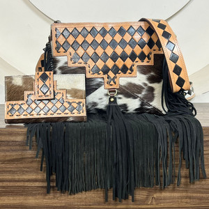 กระเป๋าหนังลายตารางหมากรุกแบบสองชิ้น - Product Image 4