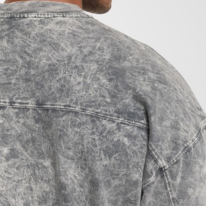 T-shirt homme oversize délavé à l'acide, col rond, manches courtes, coupe lourde, épaules tombantes, style streetwear - Product Image 3