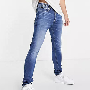 Jeans de Mezclilla Personalizados de Alta Calidad, Corte Regular, 100% Algodón, Transpirables, para Hombre, Lavado Desgastado, Estilo Urbano, Color Azul - Product Image 6