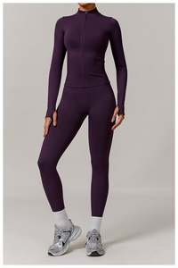 <b>Women</b> 3 Piece Yoga Set Zip Up Jacket Sports Bra High Waisted Flare <b>Leggings</b> Activewear - Product Image 2