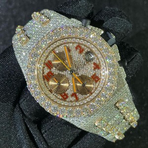 Relojes Clásicos Unisex Hechos a Mano con Diamantes Moissanite VVS1, Correa de Acero Inoxidable, Esfera Analógica Mecánica - Product Image 1