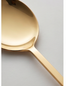 Ensemble cuillère et fourchette en acier inoxydable plaqué or, poli miroir, manche long, design minimaliste, compatible lave-vaisselle, pour hôtel - Product Image 2