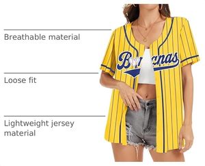 Camiseta de Béisbol Unisex Nanas, Amarilla a Rayas, Manga Corta, Cierre de Botones, Corte Regular, 100% Poliéster, Antibacteriana, Deportiva Personalizada - Product Image 4