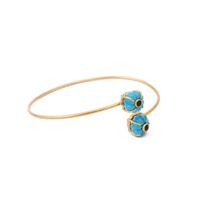 Brazalete de Latón Turquesa de Moda con Cuentas Talladas en Forma de Melón, Chapado en Oro, Hecho a Mano, Joyería de Boda, Regalo para Ella - Product Image 2