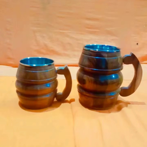 Eco-Friendly Polished Wooden Viking Mug with Hand Carved Engraving and Animal Design-Valentine's Day & Halloween Gift - Product Image 1