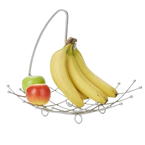 Centro de Mesa, Cesta de Frutas de Metal Plateado con Base de Madera, Diseño Único, Cesta de Frutas Decorativa para Mesa, Más Vendida - Product Image 3