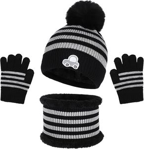 Gorro de Punto a Rayas 100% Acrílico, Gorro de Invierno para Hombre, Estilo Casual, Diseño de Bloques de Color Blanco y Negro, Unisex, Talla Adulto - Product Image 1