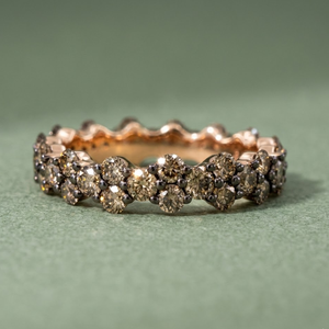 Anillo de Oro Rosa Sólido de 18k de Alta Calidad, con 45 Diamantes Marrones Champagne de 2.24CT, Corte Brillante, Estilo Clásico para Fiesta, Venta al Por Mayor en China - Product Image 2