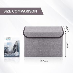 Set di 3 Contenitori Pieghevoli in Tessuto da 42 Quarti (17 Pollici) per Organizzazione Armadio, Impilabili con Coperchi, Cesti e Contenitori Pieghevoli in Lino - Product Image 2