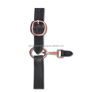 Licol de cheval en cuir rembourré de haute qualité avec des accessoires en or rose de qualité supérieure et une bride réglable - Product Image 1