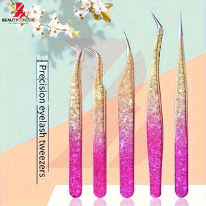 Pinces à cils professionnelles premium avec revêtement, outils à fibres antidérapants pour extensions de cils, pinces personnalisées en gros pour salon - Product Image 5