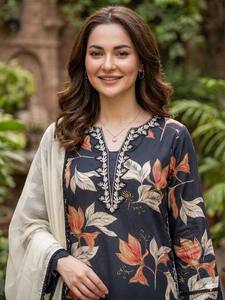 Présentation de la nouvelle tenue pakistanaise de créateur pour la saison estivale, avec haut brodé, pantalon palazzo et dupatta. - Product Image 2