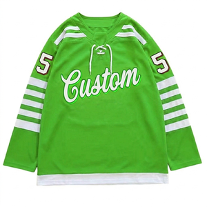 wholesale Custom ice hockey Jersey full Sleeve <b>light</b> green breathable quick dry customized team name number logo sportswear - Product Image 1