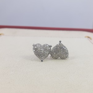 1.30 Cttw White Diamond Heart Stud <b>Earrings</b> 925 Sterling <b>Silver</b>, Round Cut Natural Diamond <b>Earrings</b> for Women, Push <b>Back</b> - Product Image 1
