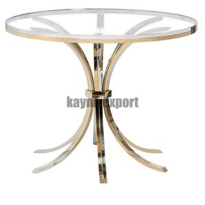 Mesa de Centro Redonda Móvil de Aluminio Dorado de Estilo Moderno para Sala de Estar - Product Image 4