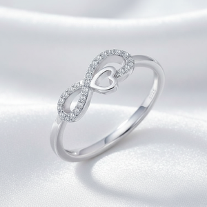 Anillo de Compromiso de Plata de Ley 925 con Símbolo de Infinito, Corazón y Circonita Cúbica, Regalo de Aniversario o San Valentín - Product Image 4