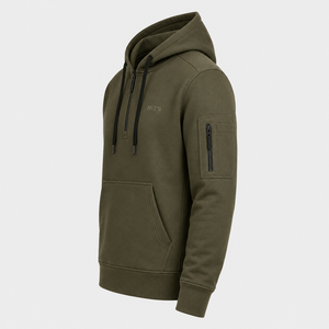 Sudadera con Capucha Negra para Hombre, con Cierre, Bolsillo con Cremallera, Logotipo Frontal, 100% Algodón, Corte Holgado, Ecológica y Transpirable - Product Image 4