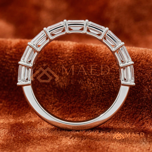 Anillo de Boda de Moissanita con Corte Esmeralda, Plata de Ley 925, Engaste de Bisel, Corte Horizontal Escalonado, Anillo de Media Eternidad con Diamantes para Mujer - Product Image 2