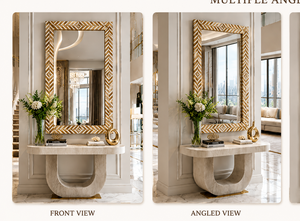 Espejo de Pared con Incrustaciones de Cuerno de Cerdo, Diseño de Guijarros, Espejo Decorativo para Baño, Dormitorio, Sala de Estar, Moderno y Elegante, Montado en la Pared, 24*36 Pulgadas - Product Image 4