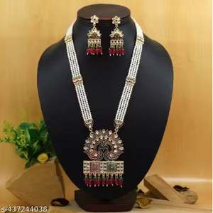 Traditional Indian Wedding & Engagement Jewelry Set with Zircon Gold Plated Alloy Necklace and Earrings for Anniversary Parties - Product Image 5