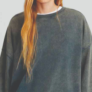 Ensemble de survêtement décontracté pour femme en coton lavé, col rond, manches longues, coupe ample, couleur unie, automne - Product Image 6