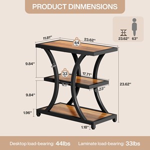 Wooden top 3 tier <b>side</b> <b>table</b> with <b>black</b> metal frame metal <b>side</b> <b>table</b> for living room modern metal end <b>table</b> - Product Image 4