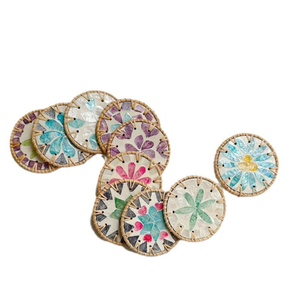 Artisan <b>Woven</b> Rattan Classic Flower Holiday Decoration & Gift Cup <b>Coaster</b> Set Made in Vietnam - Product Image 6