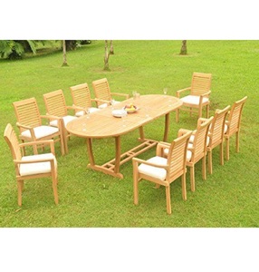 Table de jardin extérieure, table bistrot, en teck américain, fabriquée en Indonésie, meubles en bois massif. - Product Image 1