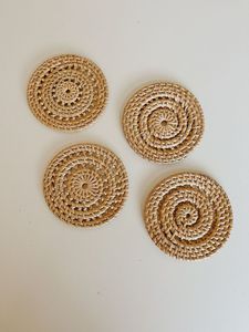 Artisan Hand Wicker Coaster For Home Hotel Restaurant Trendy Cane Dinning Coffee <b>Table</b> Mat For Tabletop decorative Accessory - Product Image 1