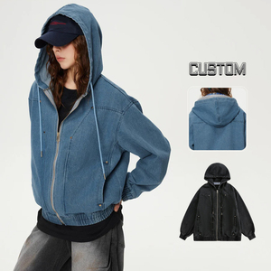 <b>Denim</b> Hood Jackets Women Tops Autumn Wash Long Sleeve Vintage Casual Jean Jacket Bomber <b>Denim</b> <b>Coat</b> Ladies Outerwear - Product Image 4