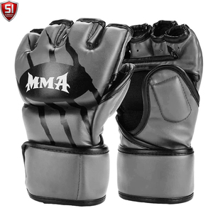 Gants d'entraînement unisexes SUMROOS INDUSTRY à demi-doigts en PU, impression numérique, fermeture auto-agrippante réglable pour MMA, boxe, arts martiaux - Product Image 1