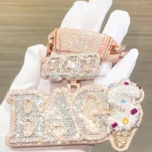 Customizable Rose Gold Letter Pendants VVS Moissanite Iced Full Diamonds HipHop Style IGI Certified Unisex Fine Jewelry <b>Necklace</b> - Product Image 4