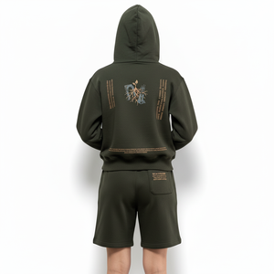 Custom Unisex Applique Patch Hoodie Shorts <b>Set</b> Graphic Streetwear Two Piece OEM ODM Private Label Apparel Manufacturer - Product Image 2