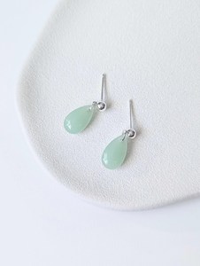 Handcrafted Faux Green Jade Drop Earrings 925 <b>Silver</b> <b>Huggie</b> Hoop Ball Stud Jewelry Wholesale Export India - Product Image 2