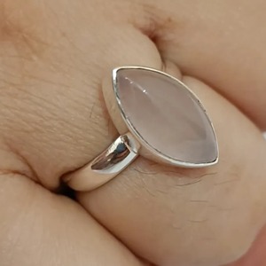 Rose <b>Quartz</b> Marquise 925 Sterling Silver Jewelry gift for her <b>Ring</b> bezel setting Handmade Rose <b>Quartz</b> Jewelry - Product Image 3