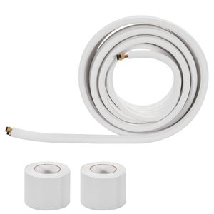 Kit de conduites pour mini-split 50 pieds, tube de cuivre AC 1/4 3/8 OD, bobine isolée épaissie en PE blanc 3/8, écrous évasés, Strappi - Product Image 1