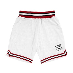 Shorts de sport pour homme en maille bleu marine avec bordure blanche et grise, taille élastique, respirant, 100% polyester, logo personnalisé - Product Image 3