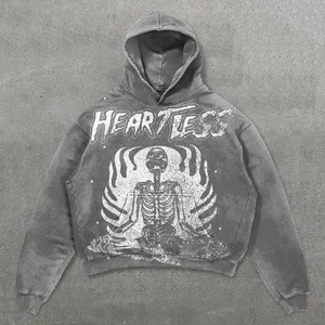 Sudadera con Capucha Oversize de Algodón con Estampado Gótico de Esqueleto Heartless, Estilo Urbano de Otoño, Ajuste Regular, Tejido French Terry - Product Image 1
