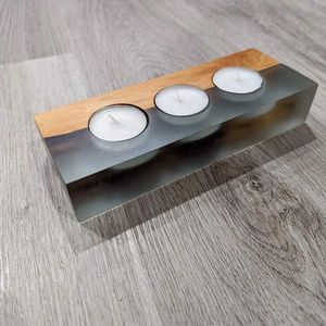 Portavelas de Resina y Madera Hecho a Mano con 3 Agujeros para Velas de Té, Centro de Mesa Decorativo, Cera de Res, Todos los Tipos, Personalizado, Craftera Exports - Product Image 6