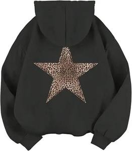 Sudadera con Capucha Unisex Erni Sports ES=MM=1477 2026, Estampado de Leopardo, Diseño Gráfico de Estrella DTG, Ropa Urbana de Invierno - Product Image 3