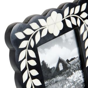 Luxury <b>Black</b> Bone Inlay Wooden <b>Photo</b> <b>Frame</b> Handmade Floral Picture <b>Frame</b> Decorative Tabletop Desktop Display <b>Frame</b> Home Office - Product Image 3