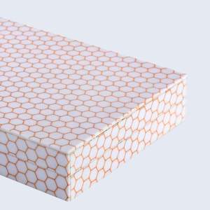 Boîte de rangement rectangulaire blanche et orange à motif hexagonal, organisateur de bijoux en carton 0-1L - Product Image 2