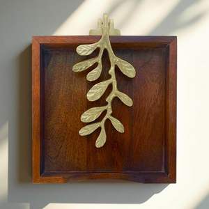 Napkin Holder Solid Wood Brown Finish Home Decor & <b>Kitchen</b> Decor Table Countertop issue Holder with Metal <b>Ornament</b> Arm in Silver - Product Image 1