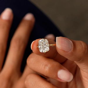 Bague solitaire en or 14 carats avec diamant de laboratoire taille coussin, monture de fiançailles, bijoux classiques pour femme - Product Image 5
