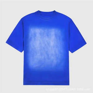 T-shirt en coton tie-dye surdimensionné pour homme, manches courtes, col rond, coupe décontractée, jersey uni, dégradé noir-gris - Product Image 6
