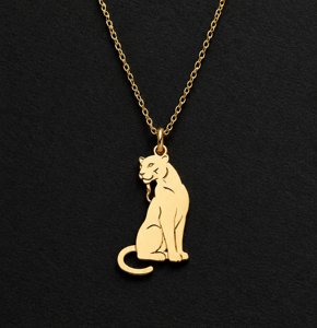 925 Sterling <b>Silver</b> Rhodium/Gold Plated Christian Minimalist Panther <b>Charm</b> Pendant Necklace Unisex Everyday Wear Fine Gift Him - Product Image 1