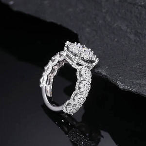 Cut Diamond Engagement <b>Ring</b> 18k Sterling Silver Halo Filled IGI Certified Luxury Hip Hop Unisex Jewelry <b>for</b> Anniversary <b>Promise</b> - Product Image 3