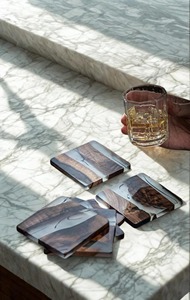 Best Price <b>Top</b> Quality Customize Square <b>resin</b> wood coasters Handmade Luxury <b>Resin</b> Wooden Coasters for Dining and Gifting - Product Image 4